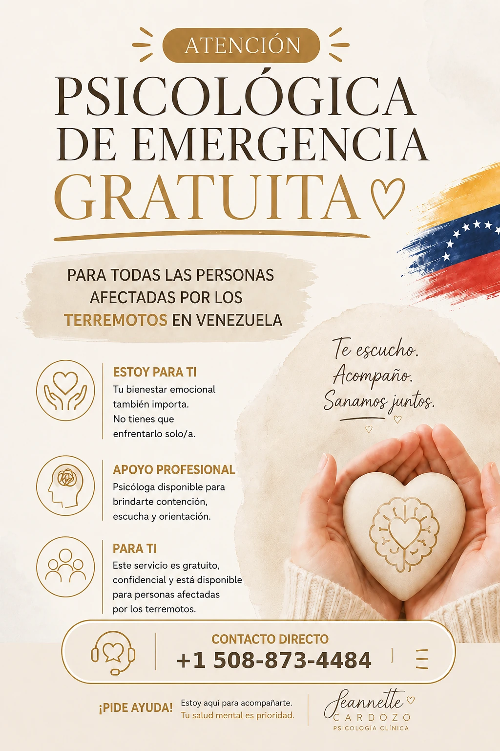 Atención psicológica de emergencia gratuita para personas afectadas por los terremotos en Venezuela
